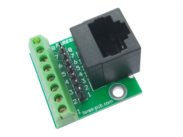 RJ45-8 to Screw Terminal + Pin Header (Vertical Plugging)