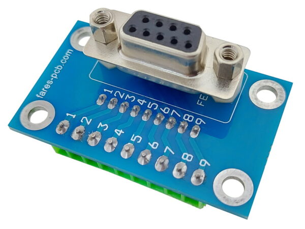 DB9 Vertical Female to Screw Terminal + Pin Header