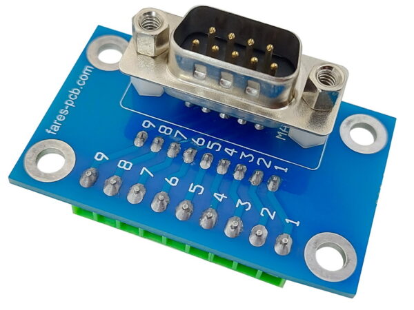 DB9 Vertical Male to Screw Terminal + Pin Header
